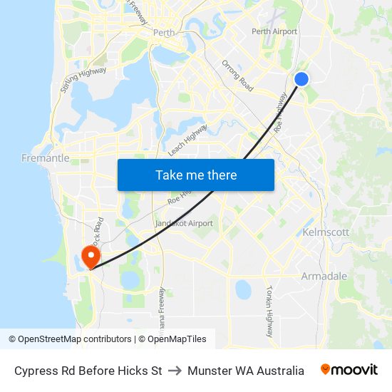 Cypress Rd Before Hicks St to Munster WA Australia map