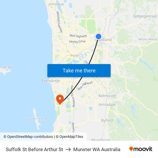 Suffolk St Before Arthur St to Munster WA Australia map