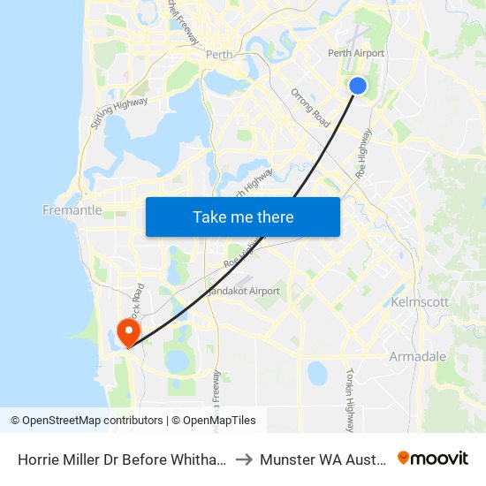 Horrie Miller Dr Before Whitham Rd to Munster WA Australia map