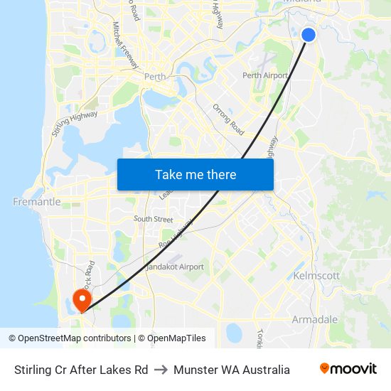 Stirling Cr After Lakes Rd to Munster WA Australia map