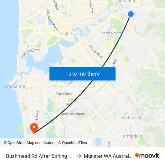 Bushmead Rd After Stirling Cr to Munster WA Australia map