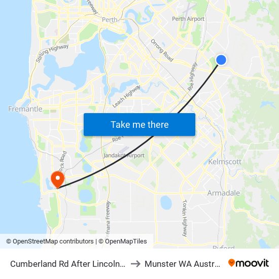 Cumberland Rd After Lincoln Rd to Munster WA Australia map