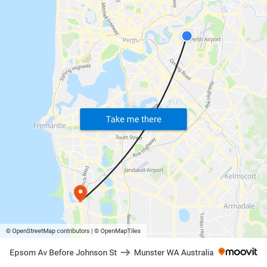 Epsom Av Before Johnson St to Munster WA Australia map