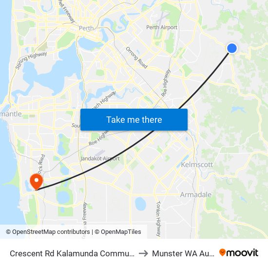 Crescent Rd Kalamunda Community Centre to Munster WA Australia map