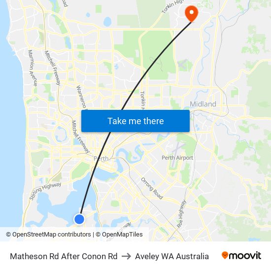 Matheson Rd After Conon Rd to Aveley WA Australia map