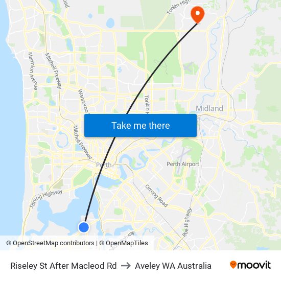 Riseley St After Macleod Rd to Aveley WA Australia map