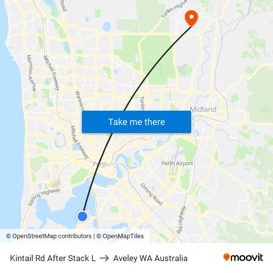 Kintail Rd After Stack L to Aveley WA Australia map