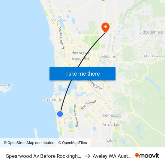 Spearwood Av Before Rockingham Rd to Aveley WA Australia map