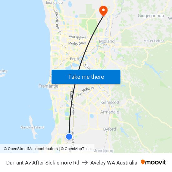 Durrant Av After Sicklemore Rd to Aveley WA Australia map