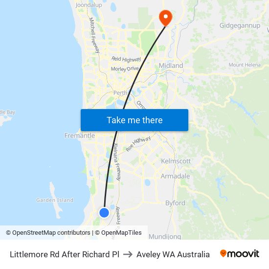 Littlemore Rd After Richard Pl to Aveley WA Australia map