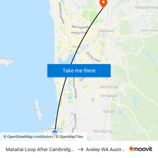 Mataitai Loop After Cambridge Cr to Aveley WA Australia map
