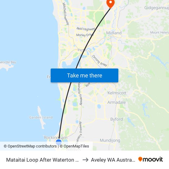 Mataitai Loop After Waterton Wy to Aveley WA Australia map