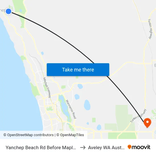 Yanchep Beach Rd Before Mapleton Dr to Aveley WA Australia map