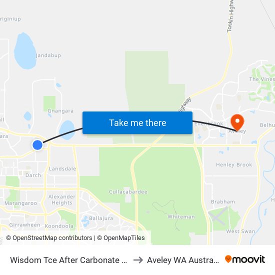 Wisdom Tce After Carbonate Rd to Aveley WA Australia map