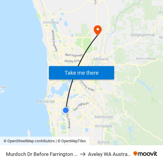 Murdoch Dr Before Farrington Rd to Aveley WA Australia map