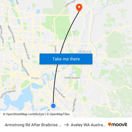 Armstrong Rd After Braibrise Rd to Aveley WA Australia map