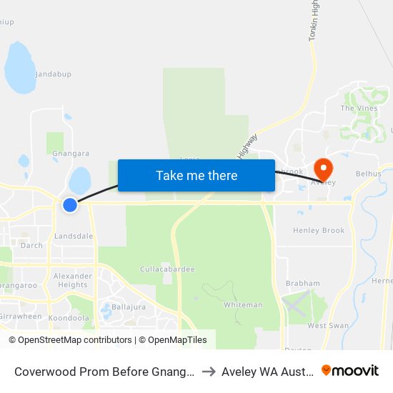 Coverwood Prom Before Gnangara Rd to Aveley WA Australia map