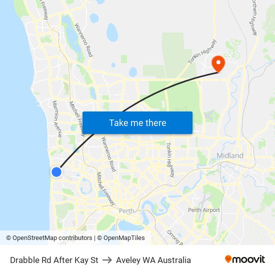 Drabble Rd After Kay St to Aveley WA Australia map