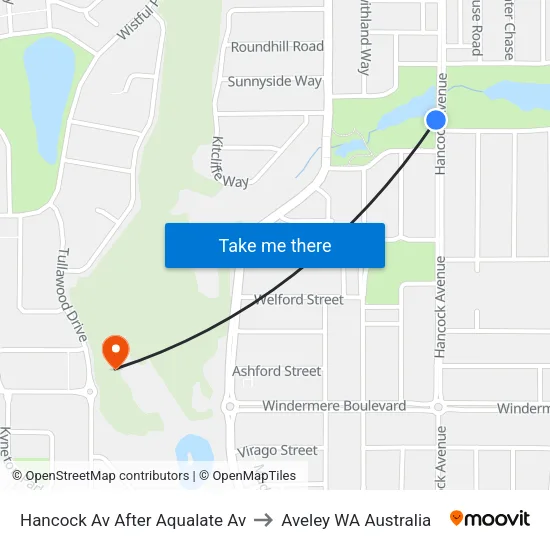 Hancock Av After Aqualate Av to Aveley WA Australia map