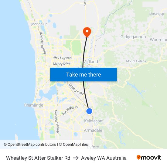Wheatley St After Stalker Rd to Aveley WA Australia map