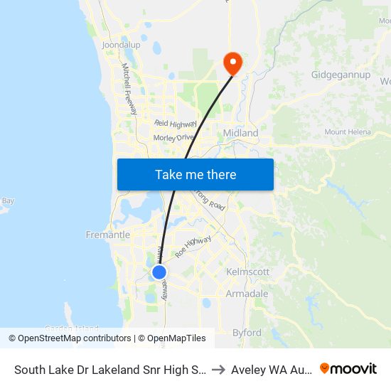 South Lake Dr Lakeland Snr High Sch - Stand 3 to Aveley WA Australia map