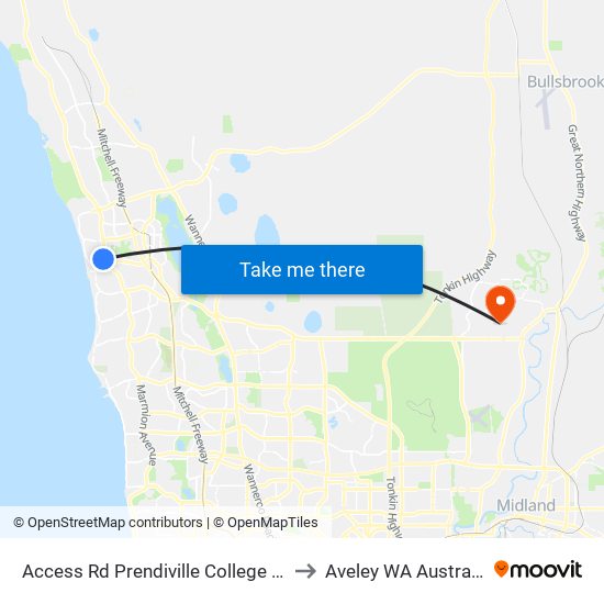 Access Rd Prendiville College S1 to Aveley WA Australia map