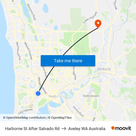 Harborne St After Salvado Rd to Aveley WA Australia map