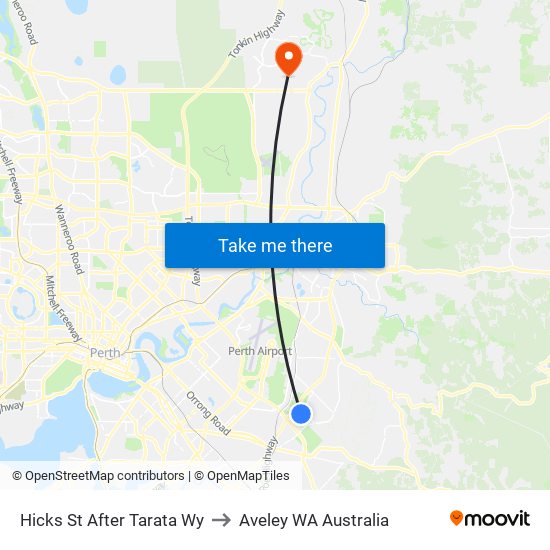 Hicks St After Tarata Wy to Aveley WA Australia map