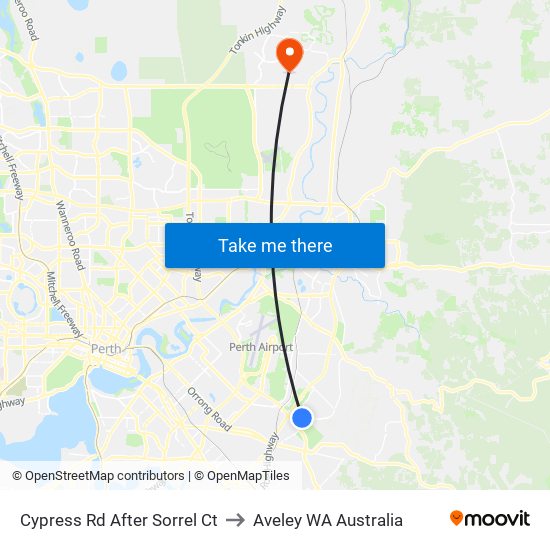 Cypress Rd After Sorrel Ct to Aveley WA Australia map