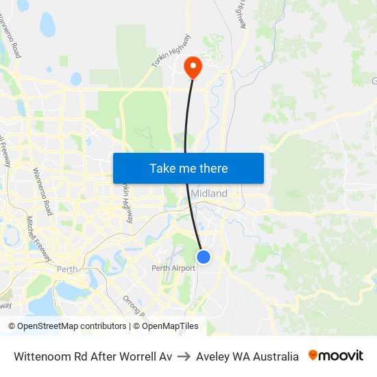 Wittenoom Rd After Worrell Av to Aveley WA Australia map