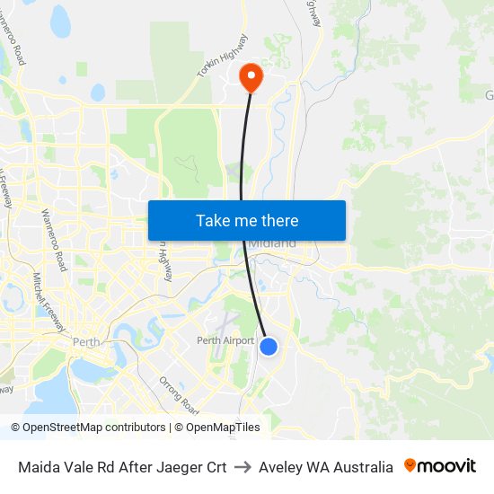 Maida Vale Rd After Jaeger Crt to Aveley WA Australia map