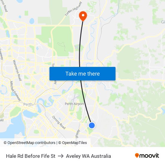 Hale Rd Before Fife St to Aveley WA Australia map