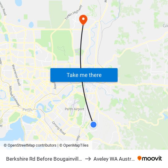 Berkshire Rd Before Bougainvillea Av to Aveley WA Australia map