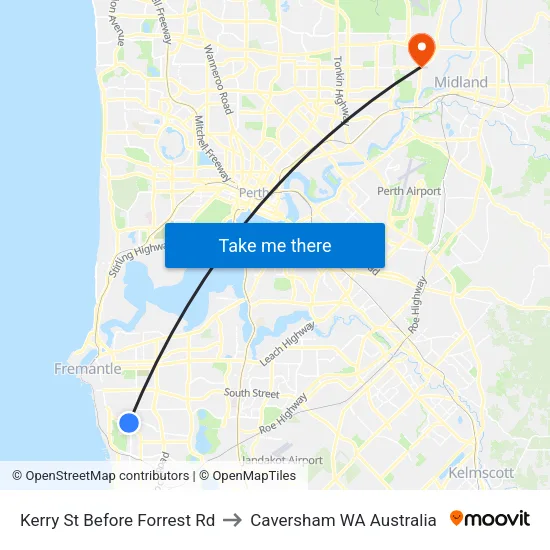 Kerry St Before Forrest Rd to Caversham WA Australia map