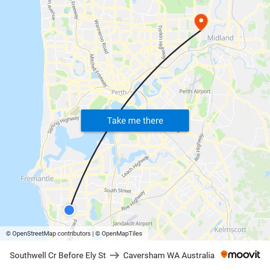 Southwell Cr Before Ely St to Caversham WA Australia map