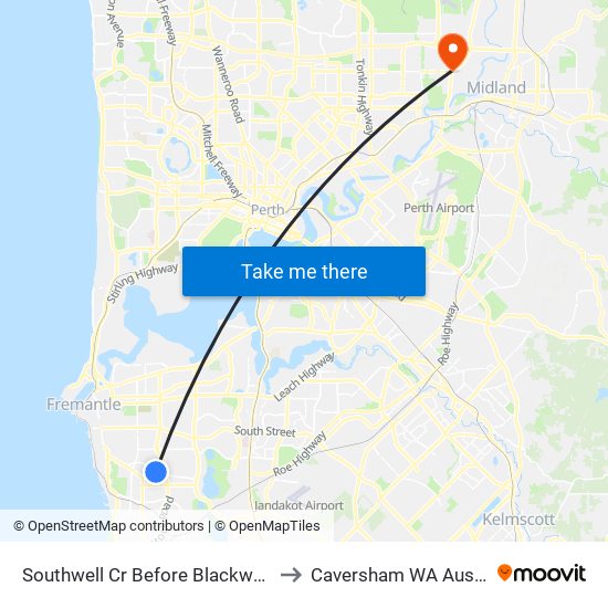 Southwell Cr Before Blackwood Av to Caversham WA Australia map