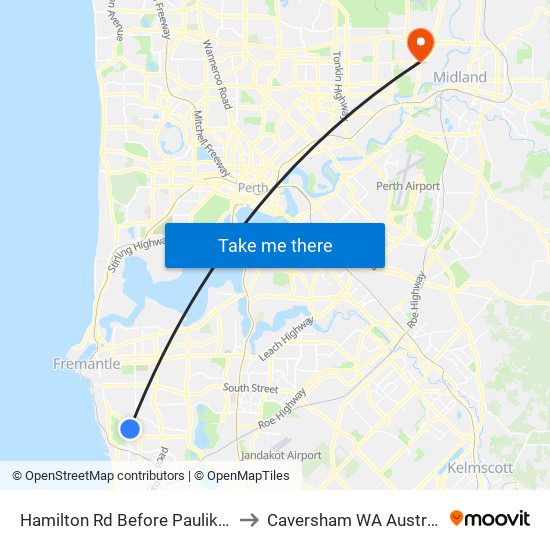 Hamilton Rd Before Paulik Wy to Caversham WA Australia map