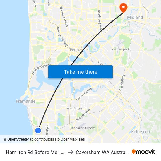 Hamilton Rd Before Mell Rd to Caversham WA Australia map