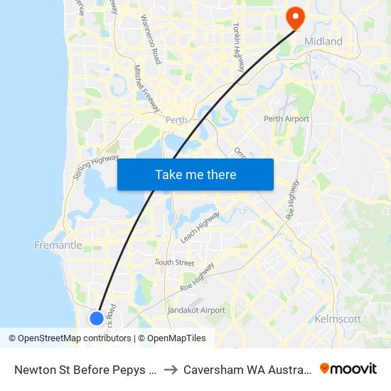 Newton St Before Pepys Ct to Caversham WA Australia map