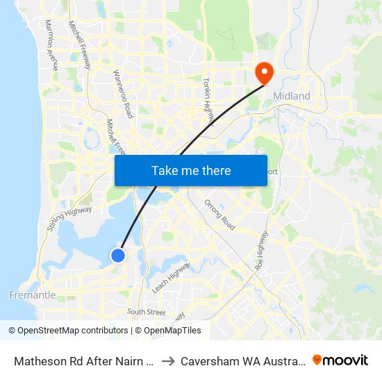 Matheson Rd After Nairn Rd to Caversham WA Australia map