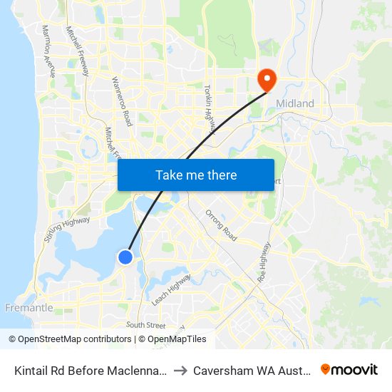 Kintail Rd Before Maclennan Rd to Caversham WA Australia map