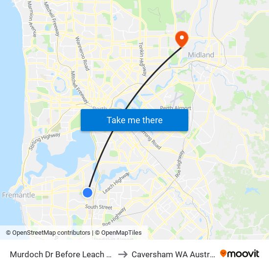 Murdoch Dr Before Leach Hwy to Caversham WA Australia map