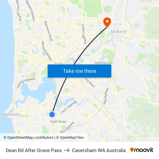 Dean Rd After Grave Pass to Caversham WA Australia map