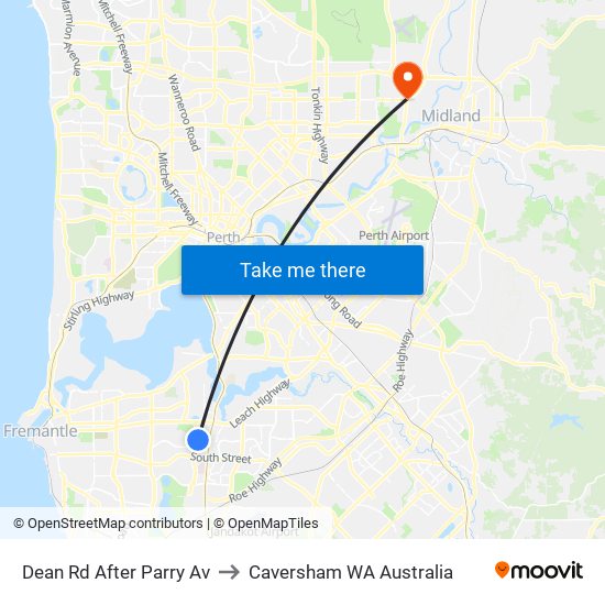 Dean Rd After Parry Av to Caversham WA Australia map