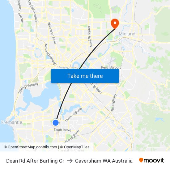 Dean Rd After Bartling Cr to Caversham WA Australia map