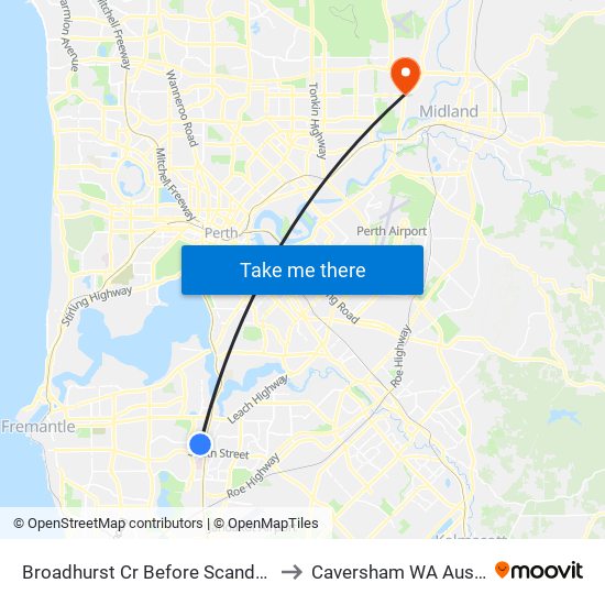 Broadhurst Cr Before Scandrett Wy to Caversham WA Australia map