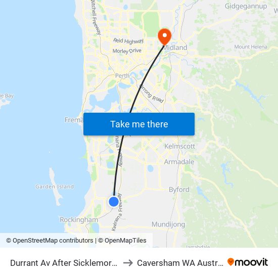 Durrant Av After Sicklemore Rd to Caversham WA Australia map