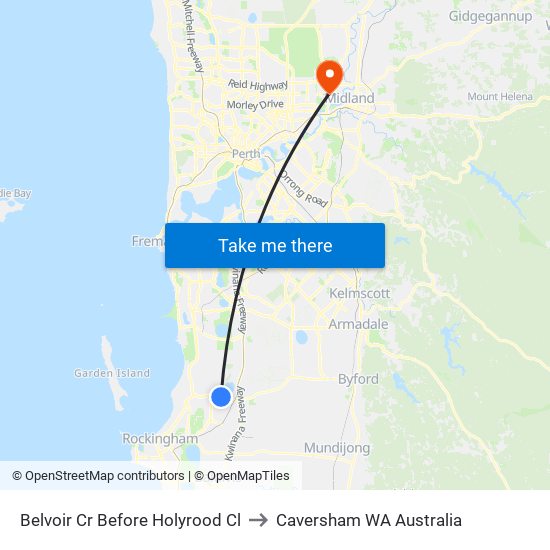 Belvoir Cr Before Holyrood Cl to Caversham WA Australia map