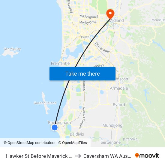 Hawker St Before Maverick Prom to Caversham WA Australia map