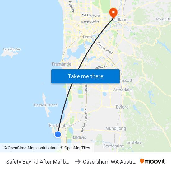 Safety Bay Rd After Malibu Rd to Caversham WA Australia map